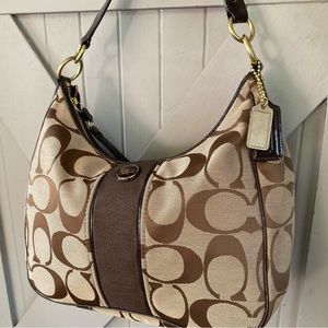 Coach Signature
Stripe Hobo Shoulder
Bag, Brown